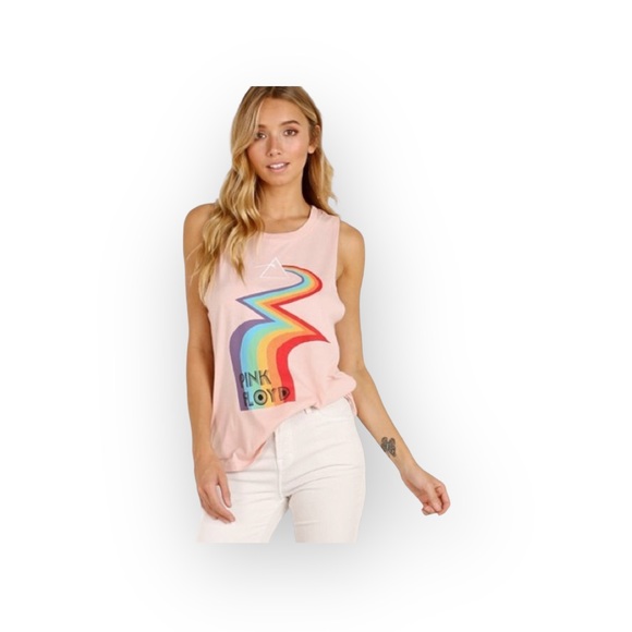 new Daydreamer ☺︎︎ Pink Floyd Rainbow Muscle Tee Tank ☺︎ Light Pink ☺︎ Small ☺︎︎ - Picture 2 of 16
